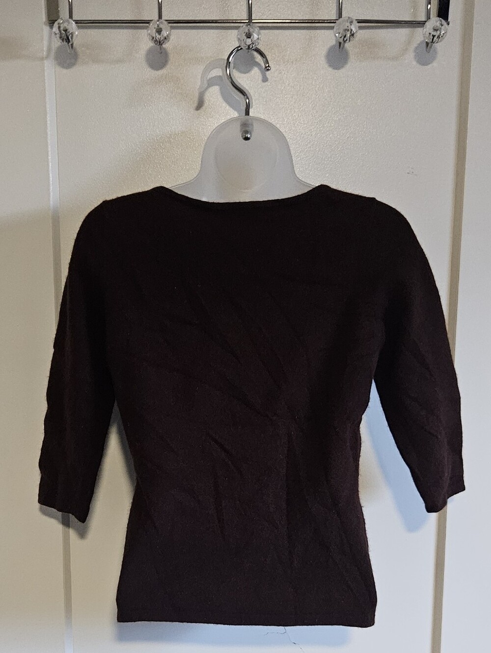 Vintage Ralph Lauren Women's Dark Brown Boatneck Sweater - Picture 2 of 3